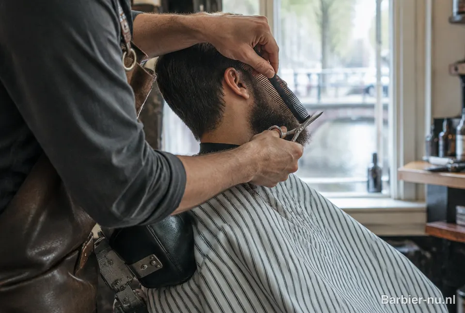 Barbier trimt een volle baard