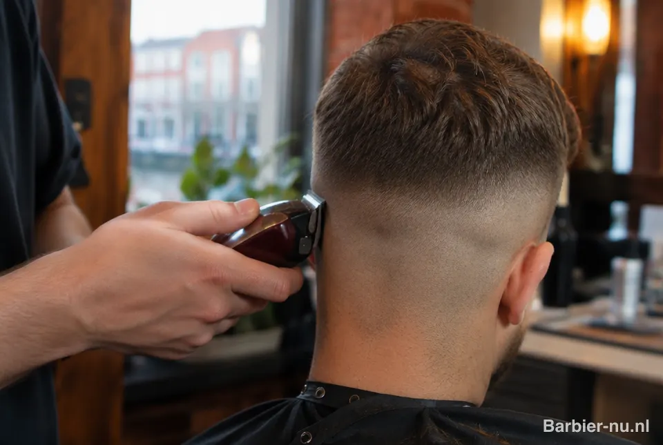 Barbier maakt een skin fade met de tondeuse